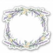 Lavendelgele rozen en eucalyptus waterverf sticker (Voorkant)