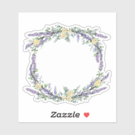 Lavendelgele rozen en eucalyptus waterverf sticker