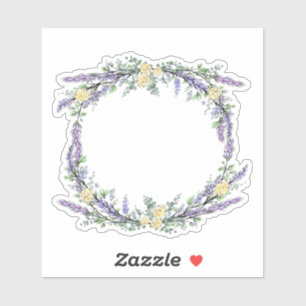 Lavendelgele rozen en eucalyptus waterverf sticker