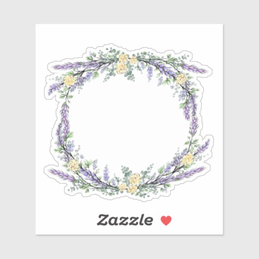Lavendelgele rozen en eucalyptus waterverf sticker (Vel)