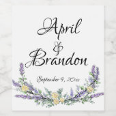 Lavendelgele rozen en Eucalyptus Wijn Etiket (Enkel label)