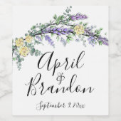 Lavendelgele rozen en Eucalyptus Wijnetiket Wijn Etiket (Enkel label)