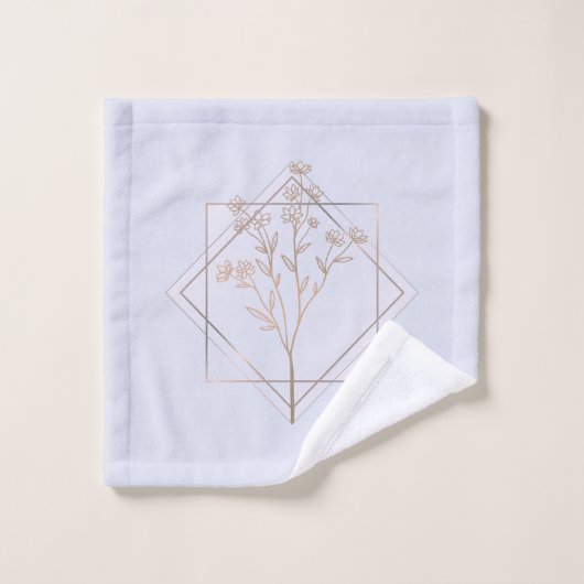 Lavendelgrijs met gouden bloemenontwerp bad handdoek (Wasdoekje)