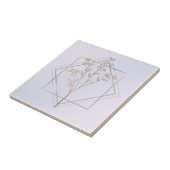 Lavendelgrijs met gouden bloemenontwerp tegeltje (Zijkant)