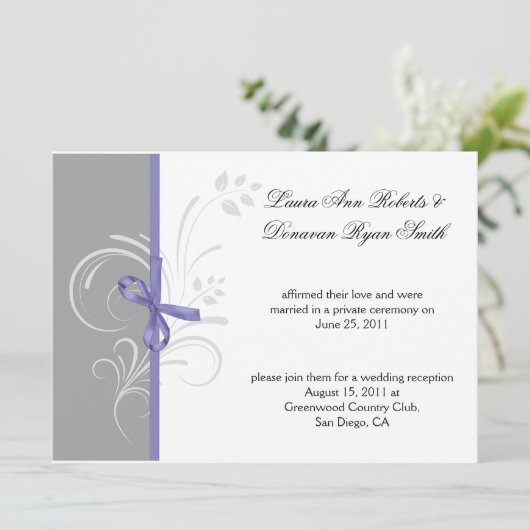 Lavendelgrijs witte bloemenslingers na de bruiloft kaart (Staand voorkant)