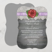 Lavendelgrijze robuuste houten rozen trouwkaart kaart (Voorkant / Achterkant)