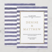 Lavendelgrijze waterverfstrepen & gouden letters kaart (Voorkant / Achterkant)