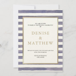 Lavendelgrijze waterverfstrepen & gouden letters kaart