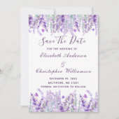 Lavendelgroen Bloemenschildering in waterverf Form Save The Date (Voorkant)
