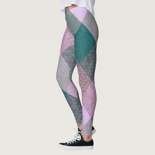 Lavendelgroen geplakt driehoekspatroon leggings (Links)