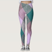 Lavendelgroen geplakt driehoekspatroon leggings (Voorkant)