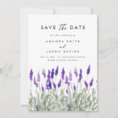Lavendelgroen Lila Paarse Save the Date Kaart (Voorkant)