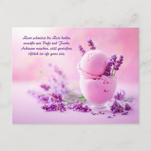 Lavendelijs met bloesems op roze feestdagenkaart