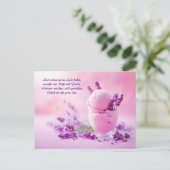 Lavendelijs met bloesems op roze feestdagenkaart (Staand voorkant)