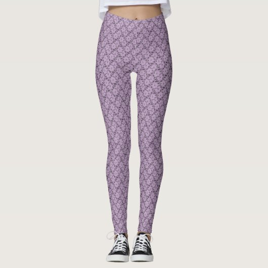 Lavendelkant Bloemen Leggings (Voorkant)