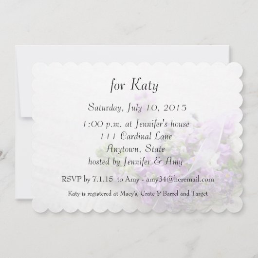 Lavendelkleurige bloemetjes op muziek vrijgezellen kaart (Achterkant)