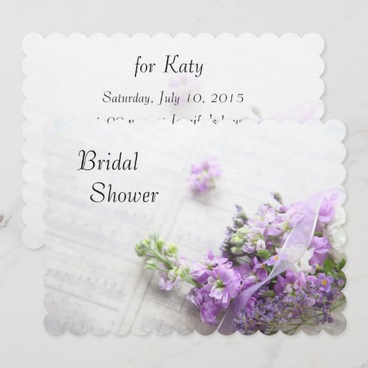 Lavendelkleurige bloemetjes op muziek vrijgezellen kaart (Voorkant / Achterkant)