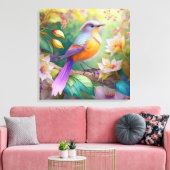 Lavendelkop Sinaasappel Breasted Fantasy Bird Canvas Afdruk (Insitu (Woonkamer))