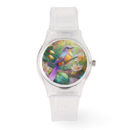 Lavendelkop Sinaasappel Breasted Fantasy Bird Horloge
