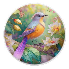 Lavendelkop Sinaasappel Breasted Fantasy Bird Keramische Knop