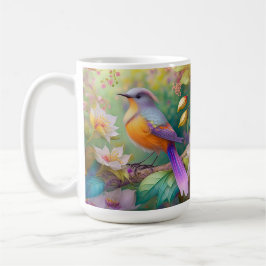 Lavendelkop Sinaasappel Breasted Fantasy Bird Koffiemok