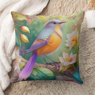 Lavendelkop Sinaasappel Breasted Fantasy Bird Kussen