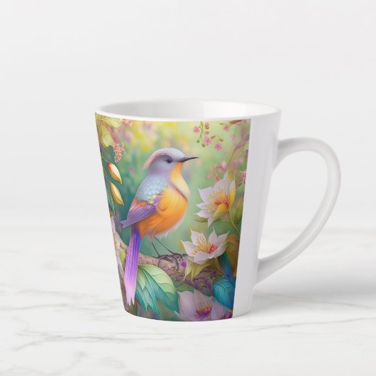 Lavendelkop Sinaasappel Breasted Fantasy Bird Latte Mok (Rechts)