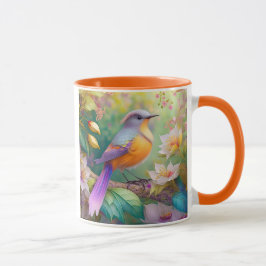 Lavendelkop Sinaasappel Breasted Fantasy Bird Mok