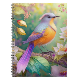 Lavendelkop Sinaasappel Breasted Fantasy Bird Notitieboek