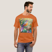 Lavendelkop Sinaasappel Breasted Fantasy Bird T-shirt (Voorkant volledig)