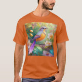 Lavendelkop Sinaasappel Breasted Fantasy Bird T-shirt (Voorkant)