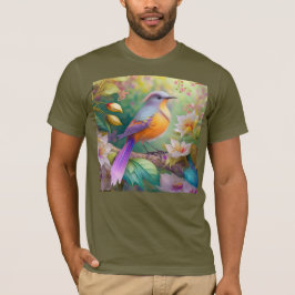 Lavendelkop Sinaasappel Breasted Fantasy Bird T-shirt