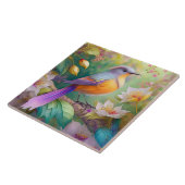 Lavendelkop Sinaasappel Breasted Fantasy Bird Tegeltje (Zijkant)