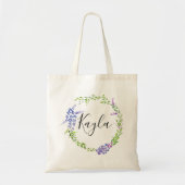 Lavendelkrans Botanische gepersonaliseerde bruidsm Tote Bag (Voorkant)