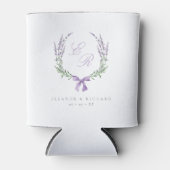Lavendelkrans & strik monogram bruiloft blikjeskoeler (Voorkant)
