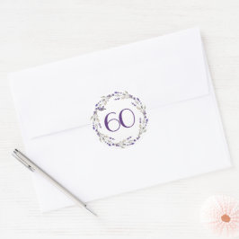 Lavendelkrans voor 60-jarig jubileum ronde sticker