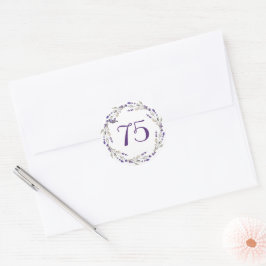 Lavendelkrans voor 75-jarig jubileum ronde sticker