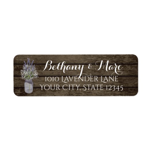 Lavendelkruik en Schuur Houten Adres Etiket (Voorkant)
