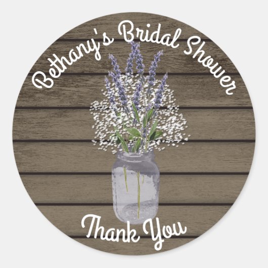 Lavendelkruik met Baby's Breath Ronde Sticker (Voorkant)