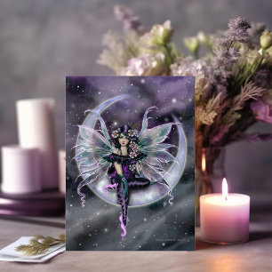 Lavendelmaan Fee Fantasie Kunst door Molly Harriso Briefkaart