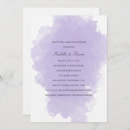 lavendelmist | Repetitie diner Kaart (Voorkant / Achterkant)