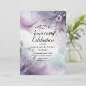 Lavendelnevel en Waterverfwispers Jubileum Kaart (Staand voorkant)