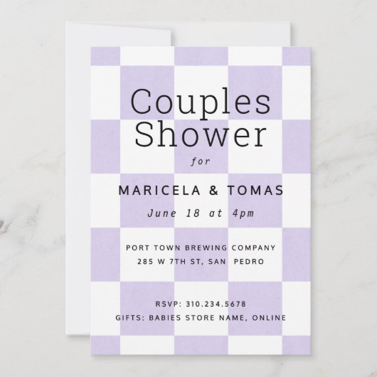 Lavendelpastel geruit Vrijgezellenfeest Kaart (Voorkant)