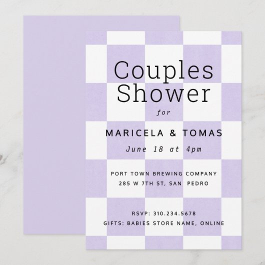 Lavendelpastel geruit Vrijgezellenfeest Kaart (Voorkant / Achterkant)