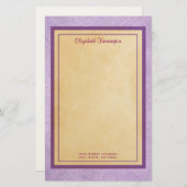  lavendelpatroon met perkamenttextuur briefpapier (Voorkant / Achterkant)