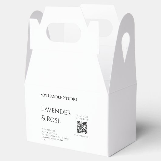 Lavendelroos soja kaars bedrijf voeg q r code teks bedankdoosjes (Geopend)