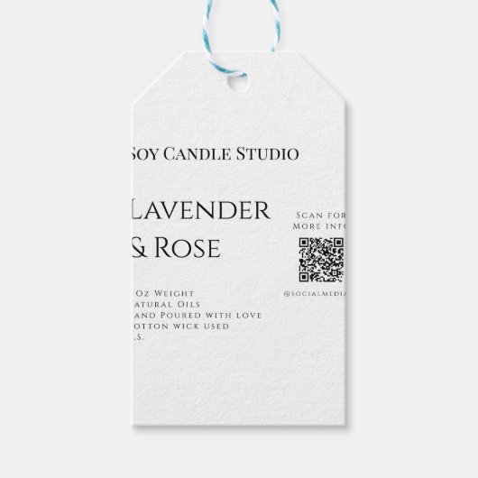 Lavendelroos sojakaars bedrijf voeg q r code tekst cadeaulabel (Voorkant)