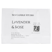 Lavendelroos sojakaars bedrijf voeg q r code tekst groot cadeauzakje (Achterkant)
