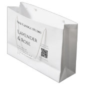 Lavendelroos sojakaars bedrijf voeg q r code tekst groot cadeauzakje (Voorkant Gekanteld)