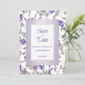 Lavendelroze paarse groene bloemen Save the Date Kaart (Staand voorkant)